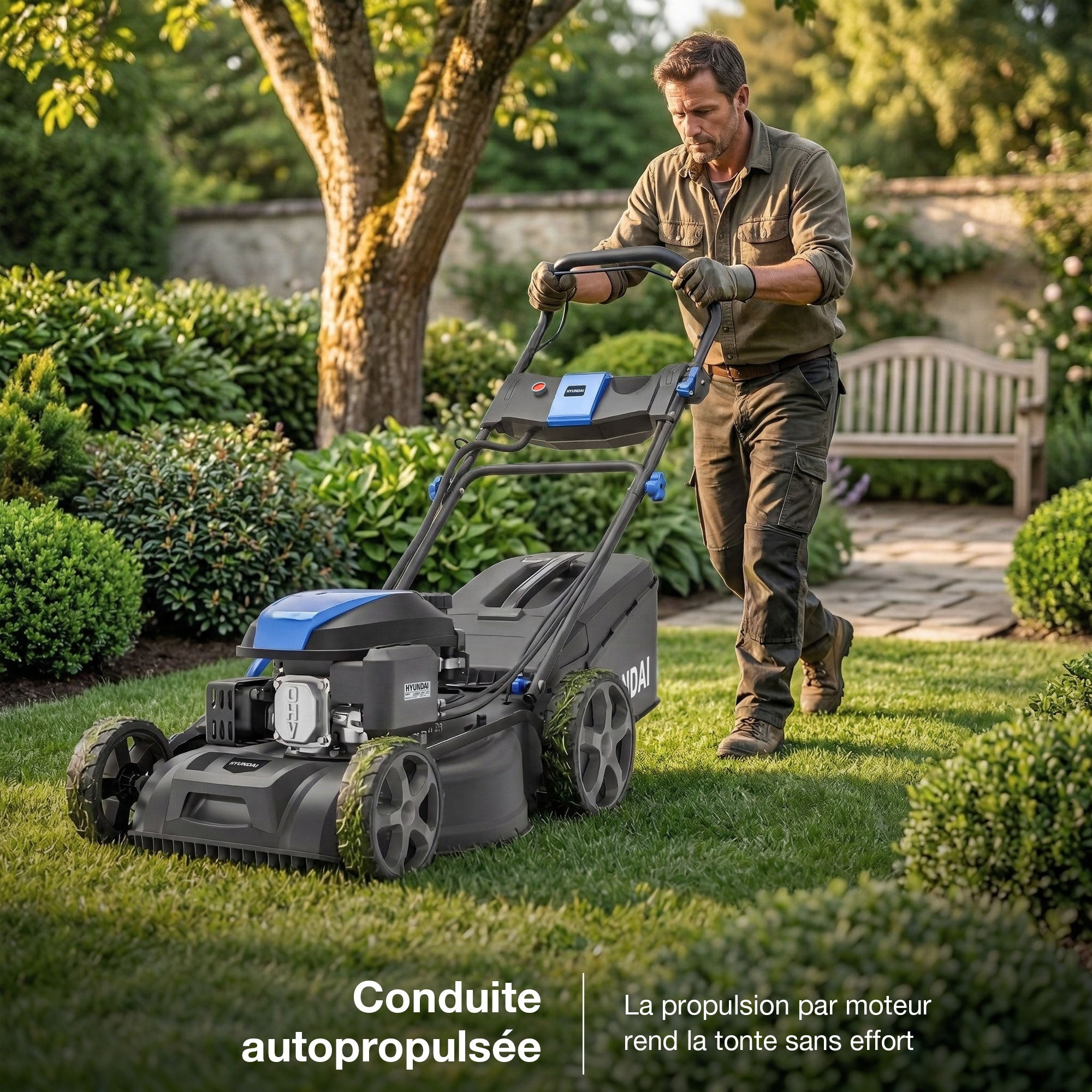 Hyundai Tondeuse à Gazon Autotractée à Essence 46cm, Démarrage Électrique, 139cc | HYM18150SPEX