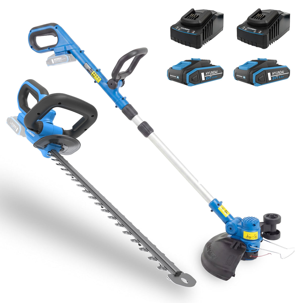 Hyundai 20V 30cm Grass Trimmer and 51cm Hedge Trimmer Kit